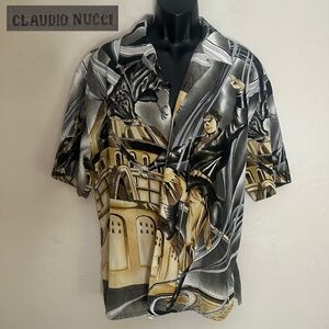 Claudio Nucci Shirt Sleeve Shirt XL Gently worn 100% polyester 25" armpits